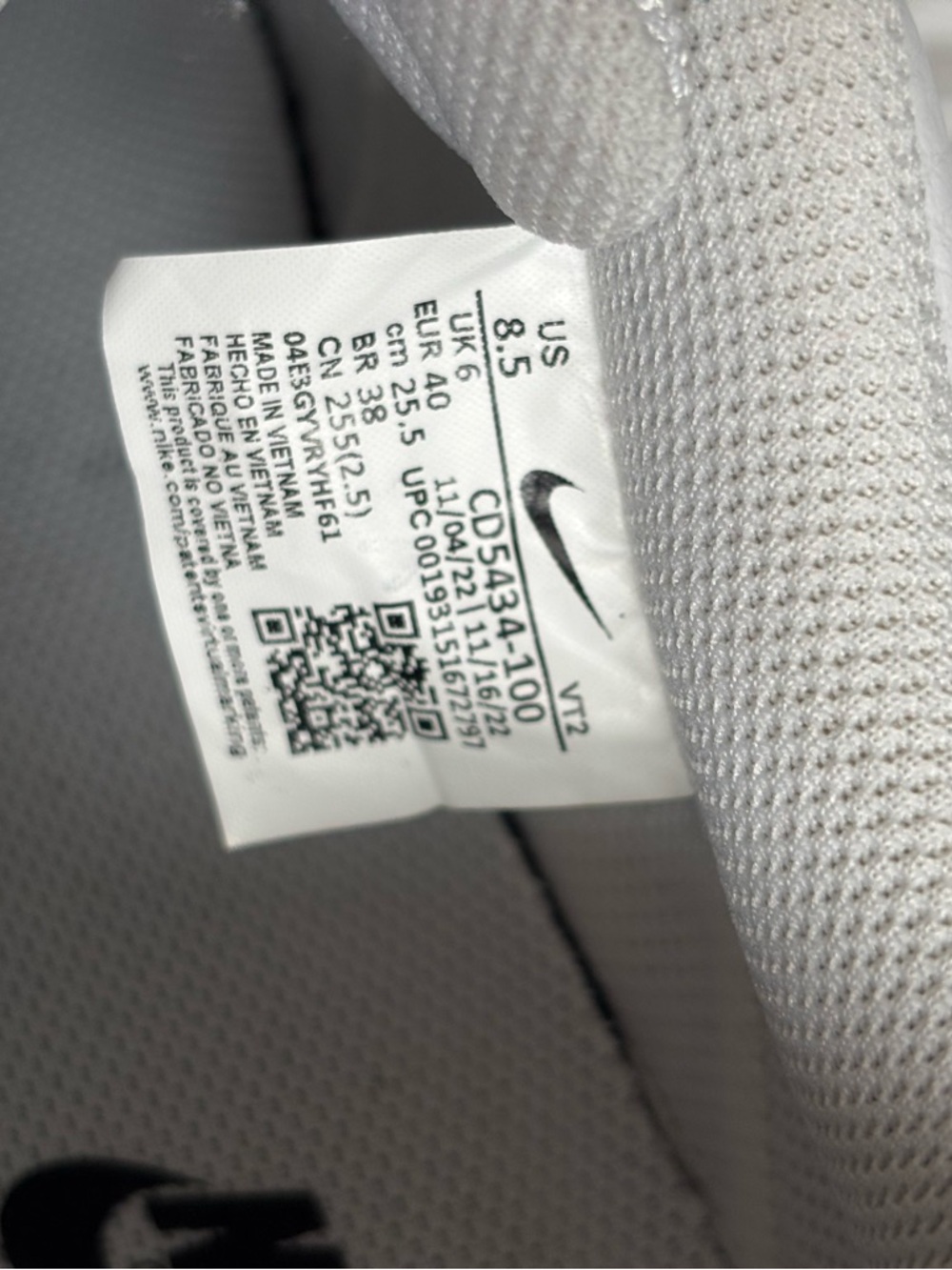 Nike Court Vision Low White Sneakers Woman’s Size 8.5 Clean Classic CD5434-100 - Picture 7 of 7